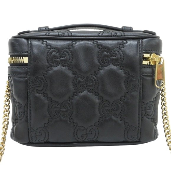 GUCCI GG Matelasse Mini Top Handle Bag Black 723770 2way Chain Shoulder - Picture 4 of 16